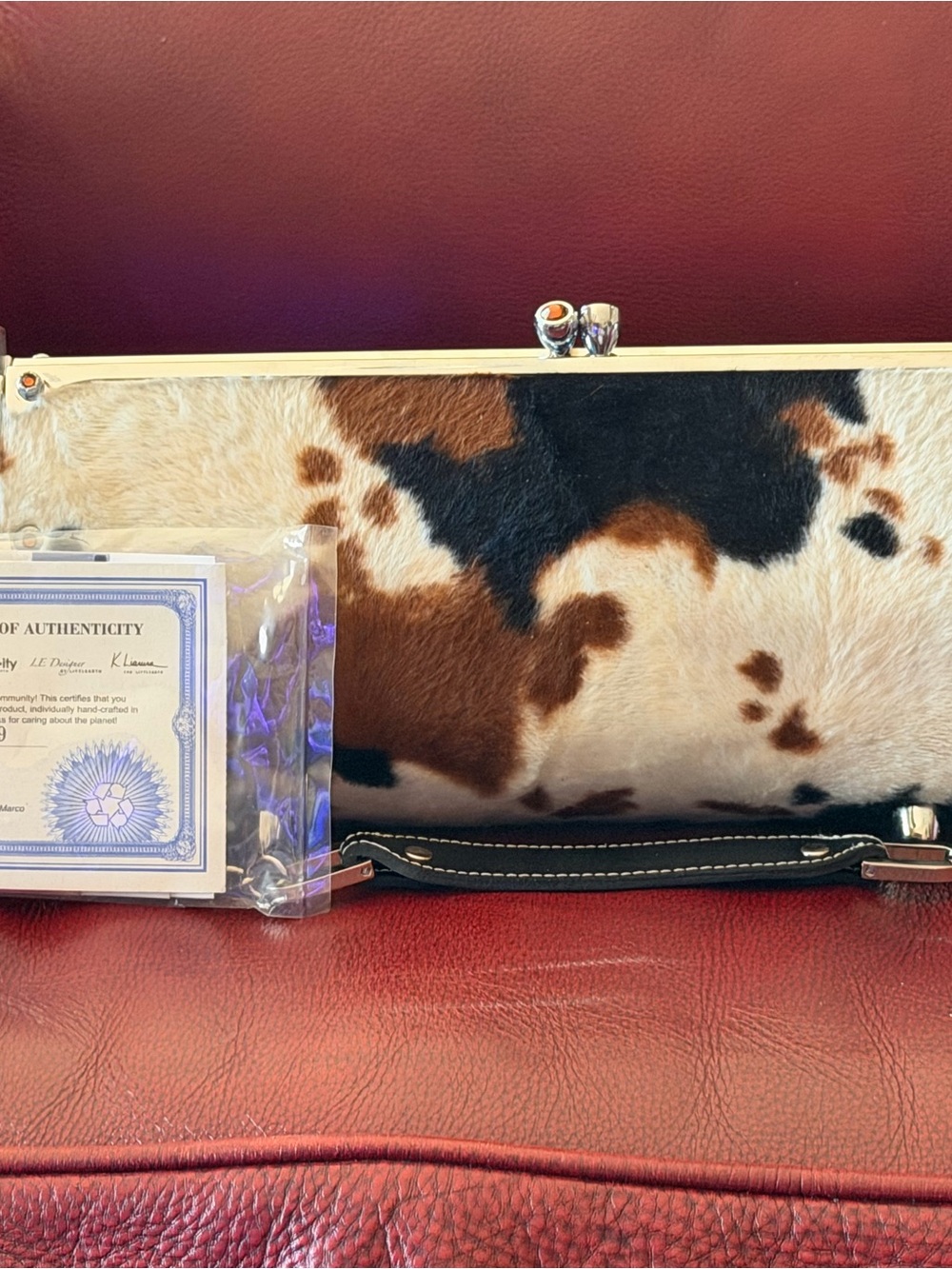 Cowhide Clutch Wristlet in Multi Brown & White